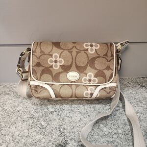 Coach Brown and Cream Crossbody Bag